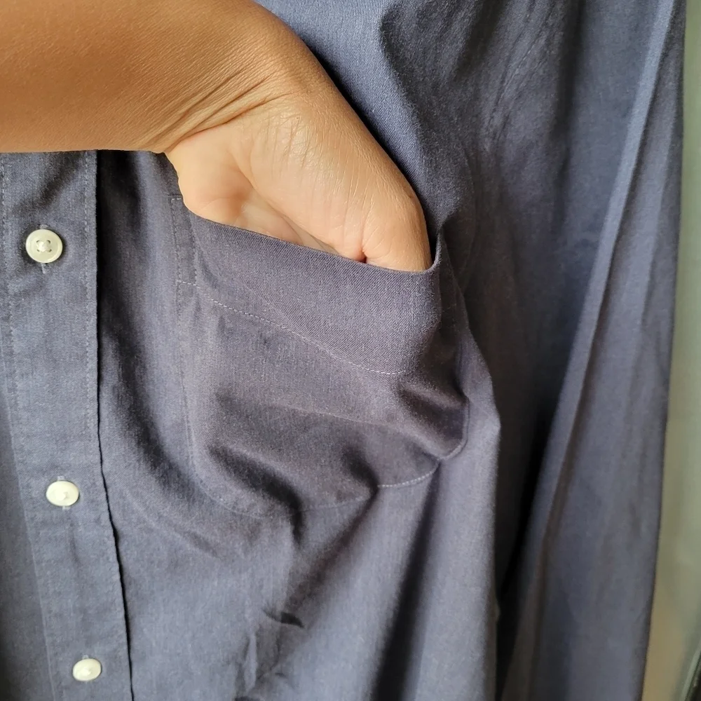 J. Crew Performance Stretch Twill Button Down Men's Shirt True Navy Heather Med